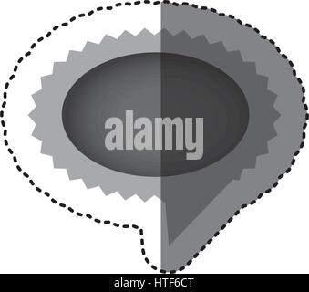 grayscale sticker with oval speech with sawtooth contour and tail Stock Vector