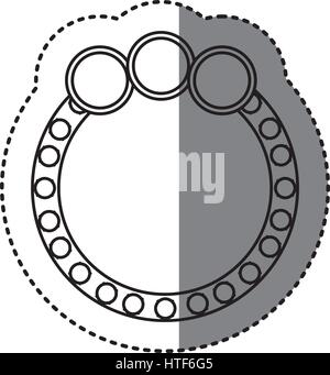 monochrome sticker of circular speech with three circles in top side Stock Vector