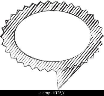 monochrome sketch of oval speech with sawtooth contour and tail Stock ...