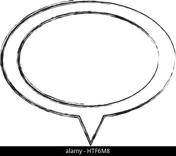 monochrome sketch of oval speech with tail and contour of dots Stock ...