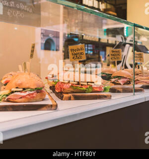 Image of fresh sandwiches in Italian deli. Stock Photo