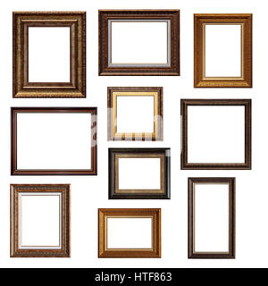 Set of picture frames. Collage of different canvas painting frames isolated on white background Stock Photo