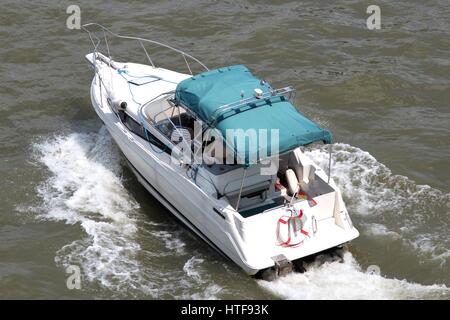 motorboat on river Stock Photo