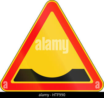 Warning road sign used in Belarus - Road ditch ahead. Stock Photo