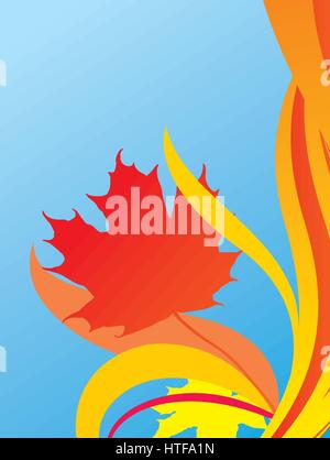 Fall leaves in front of blue sky with clouds Stock Vector Image & Art ...