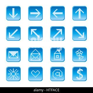 vector blue icons set Stock Vector