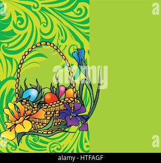 easter eggs basket Stock Vector