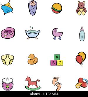 Baby comics icon set isolated on white background Stock Vector