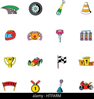 Race icons set in cartoon style isolated on white background vector illustration Stock Vector