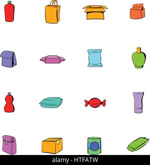Package icons set in cartoon style isolated on white background vector illustration Stock Vector