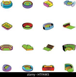 Stadium set icons set in cartoon style isolated on white background vector illustration Stock Vector