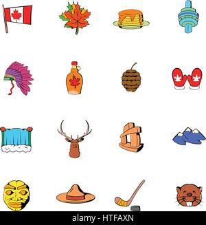 Canada icons set in cartoon style isolated on white background vector illustration Stock Vector