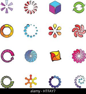 Loading icons set in cartoon style isolated on white background vector illustration Stock Vector