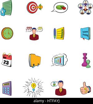 Business planning icons set in cartoon style isolated on white background vector illustration Stock Vector