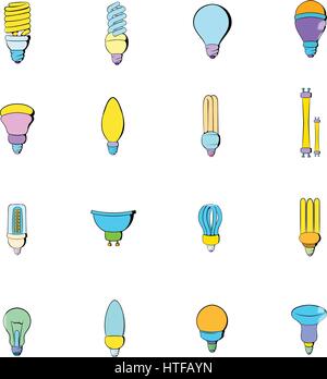 Light bulb icons set in cartoon style isolated on white background vector illustration Stock Vector