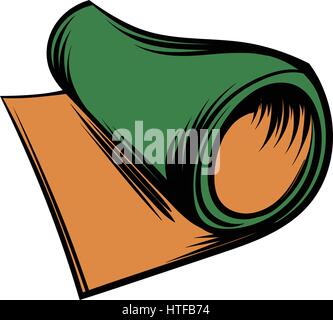 Rolled mat icon in cartoon style isolated vector illustration Stock Vector