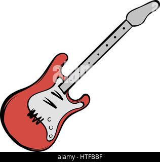 Red electric guitar icon in cartoon style isolated vector illustration Stock Vector