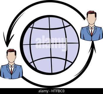 Network connections between people icon in cartoon style isolated vector illustration Stock Vector