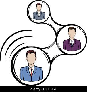 Network connections between people icon in cartoon style isolated vector illustration Stock Vector