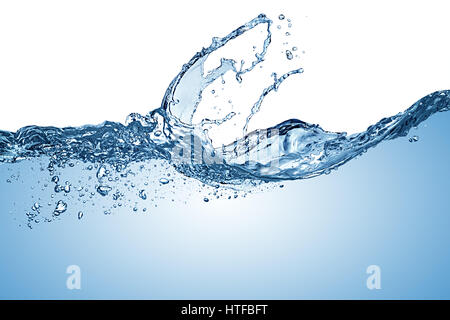 blue fresh pure water wave splash texture  background isolated on white Stock Photo