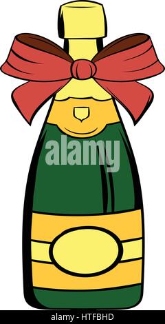 Bottle of champagne icon in cartoon style isolated vector illustration Stock Vector