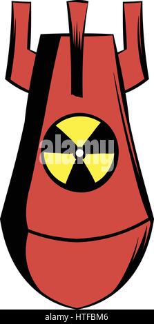 Atomic red bomb icon in cartoon style isolated vector illustration Stock Vector