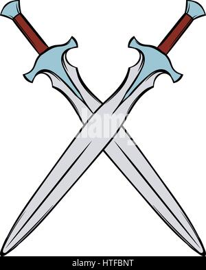 Sword isometric icon in cartoon style isolated vector illustration Stock Vector