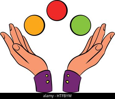 Hands juggling balls icon cartoon Stock Vector