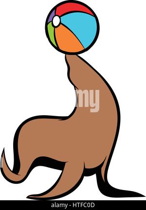 Fur seal circus icon cartoon Stock Vector