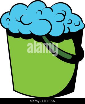Bucket with foamy water icon, icon cartoon Stock Vector