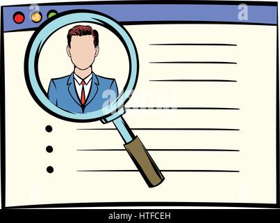 Magnifying glass over curriculum vita icon Stock Vector