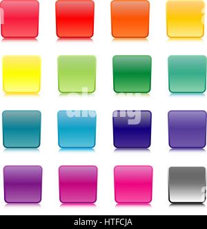 Set of colored buttons isolated on white background, vector illustration Stock Vector