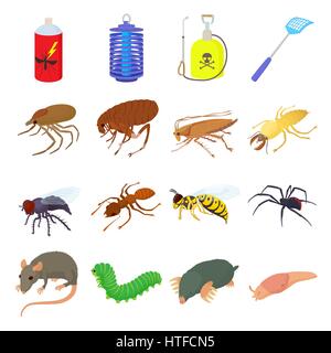 Insect icons set, cartoon style Stock Vector