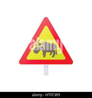 Elk road sign icon, cartoon style  Stock Vector