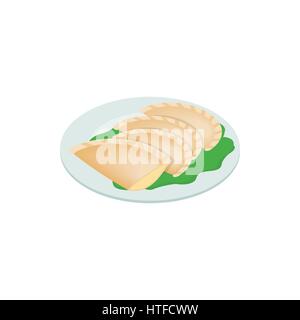Empanada, meat pie icon, isometric 3d style  Stock Vector
