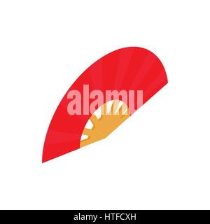 Red open hand fan icon, isometric 3d style Stock Vector