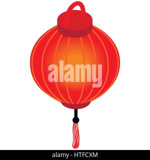 Red chinese lantern icon, isometric 3d style  Stock Vector
