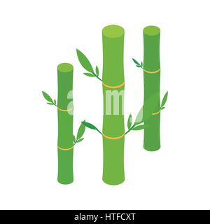 Green bamboo stems icon, isometric 3d style Stock Vector