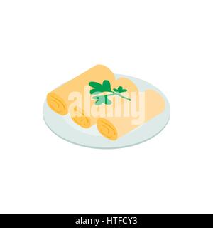 Spring rolls icon, isometric 3d style Stock Vector
