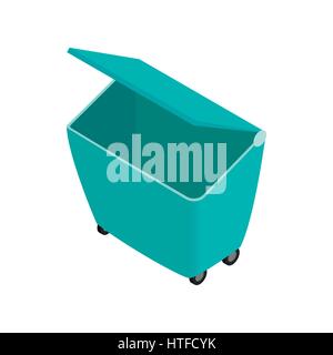 Green garbage container icon, isometric 3d style Stock Vector