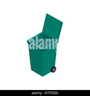 Open green garbage container icon  Stock Vector