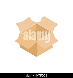 Open empty cardboard box icon, isometric 3d style Stock Vector