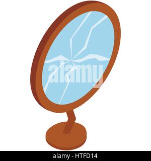 Broken mirror icon, isometric 3d style Stock Vector