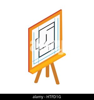Flipchart with building plan icon Stock Vector