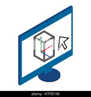 Computer monitor icon in isometric 3d style Stock Vector