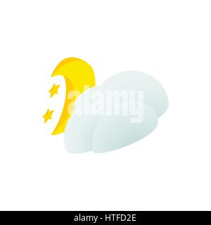 Cloud, moon and stars icon, isometric 3d style Stock Vector