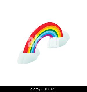 Rainbow and clouds icon, isometric 3d style Stock Vector