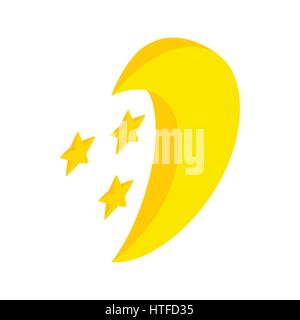 Moon and stars icon, isometric 3d style Stock Vector