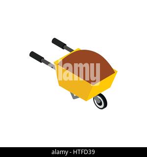 Wheelbarrow icon, isometric 3d style  Stock Vector
