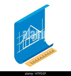 Architectural project icon, isometric 3d style Stock Vector